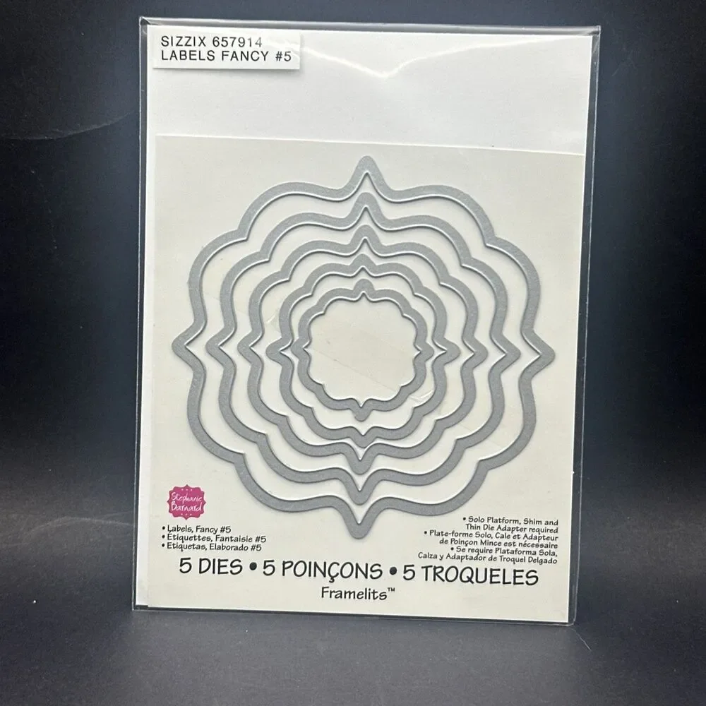 Sizzix FANCY LABELS Die Set 5 Pack  nesting 657914 stephanie barnard framelits